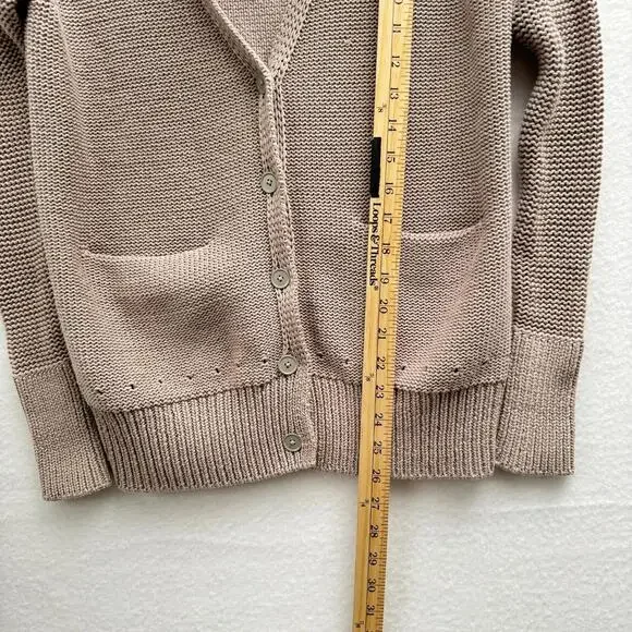 Alexander Wang Women's XS Beige Tan Cotton Heavy Knit Button Cardigan Sweater